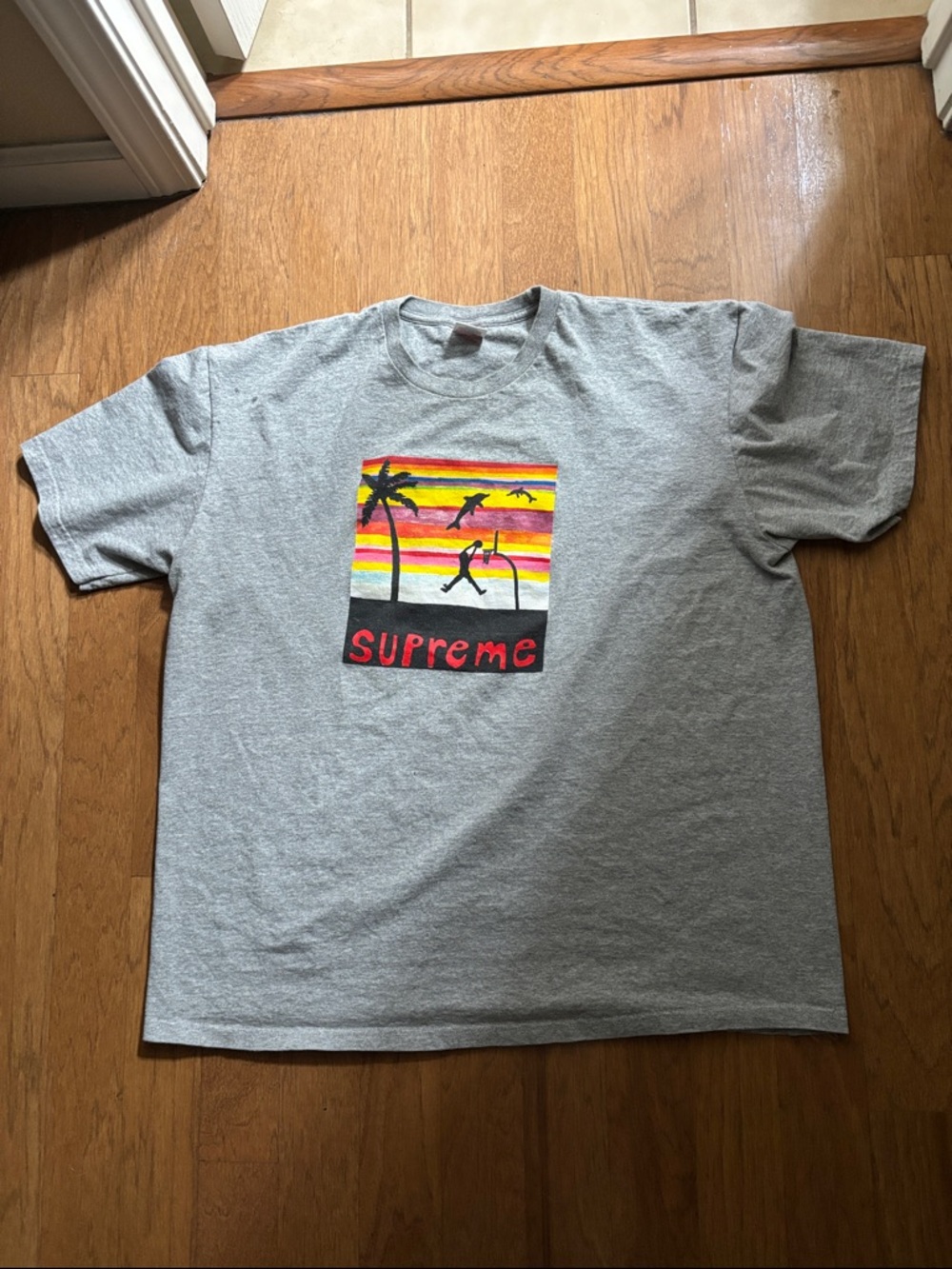 Supreme Gray Sunset Palm Graphic Tee